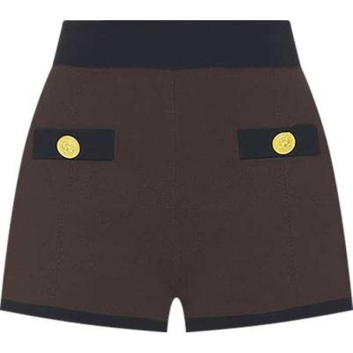 L\u0027agence 【 Lumi Trim Knit Micro Short Women Dark Brown \u0026Amp; Black 】 編み物 Micro ミクロ レディース 赤銅色 赤銅色 黒いこと 黒いこと