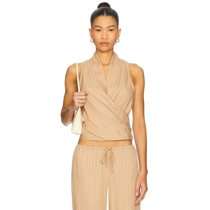 Bec + Bridge 【 Almeria Wrap Top Women Camel Stripe 】 wrap ラップ レディース camel キャメル Stripe ストライプ|スニケス