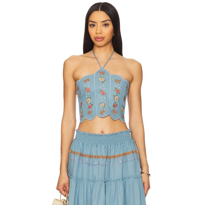 Agua Bendita 【 X Revolve Serenity Crop Top Women Blue 】 Crop クロップ レディース 青味 青み
