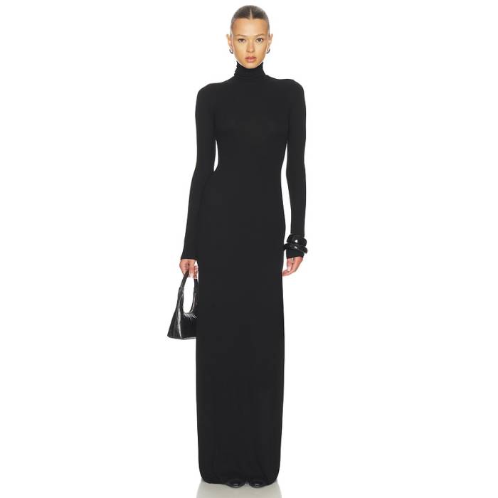 Enza Costa 【 Silk Rib Fluid Turtleneck Dress Women Black 】 お召しもの レディース 黒いこと 黒いこと