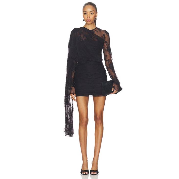 The Andamane 【 Xenia Lace Cape-Effect Mini Dress Women Black 】 御召しもの レディース 黒いこと 黒いこと
