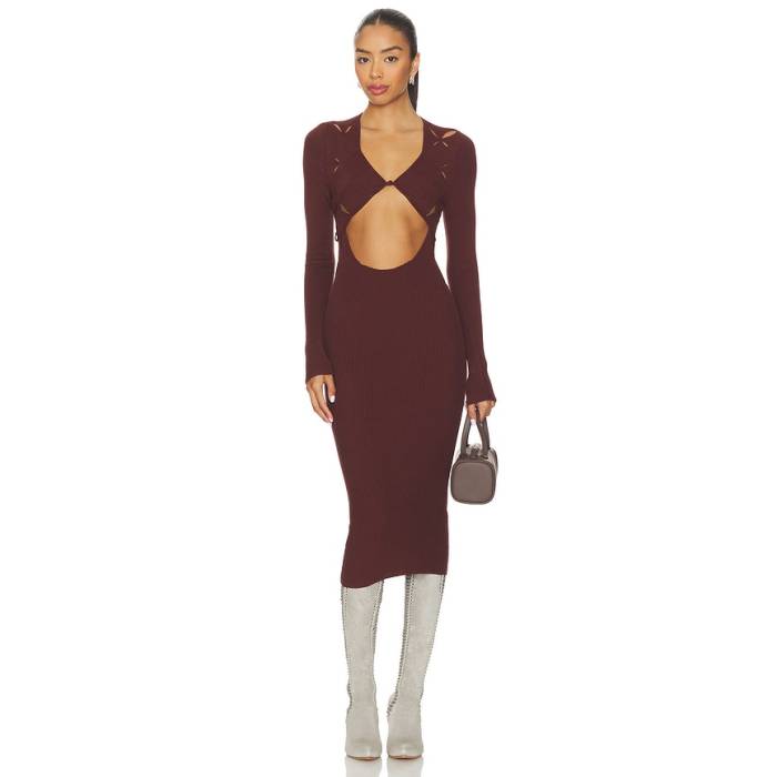 Isa Boulder 【 Argyle Open Dress Women Rum 】 お召しもの レディース