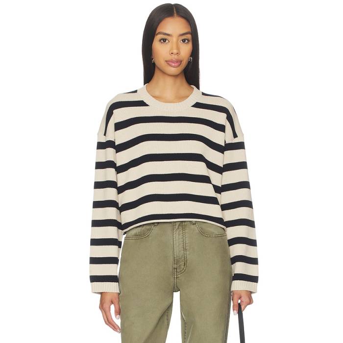 Denimist 【 Cropped Stripe Sweater Women Midnight \u0026Amp; Straw 】 Stripe 縞模様 調教師 レディース