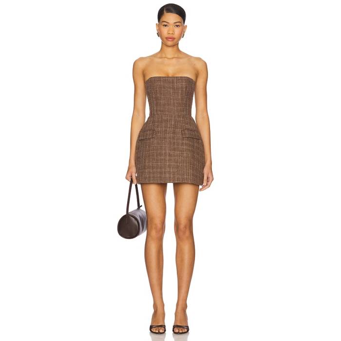 アマンダアプリチャード Amanda Uprichard 【 X Revolve Strapless Bethany Romper Women Mocha 】 ロンパース レディース