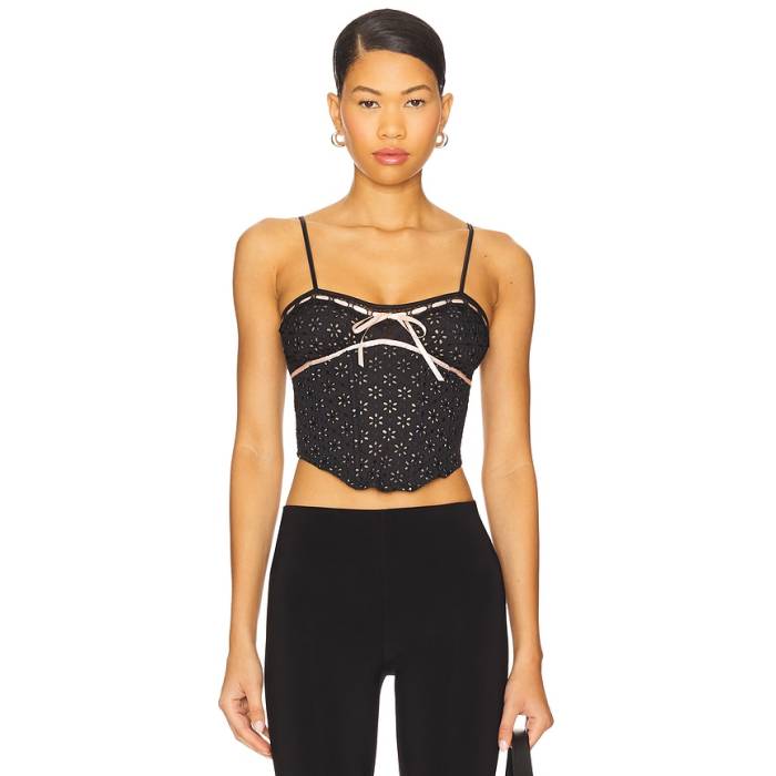 For Love \u0026 Lemons 【 Elena Eyelet Bustier Women Black 】 レディース 黒いこと 黒いこと