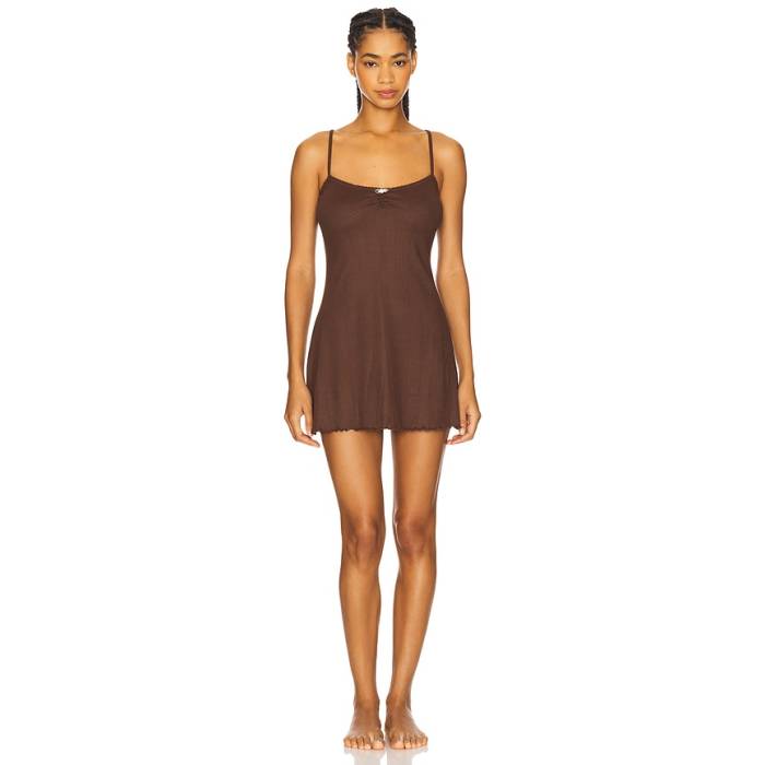 For Love \u0026 Lemons 【 Elliana Slip Dress Women Chocolate 】 御召しもの レディース