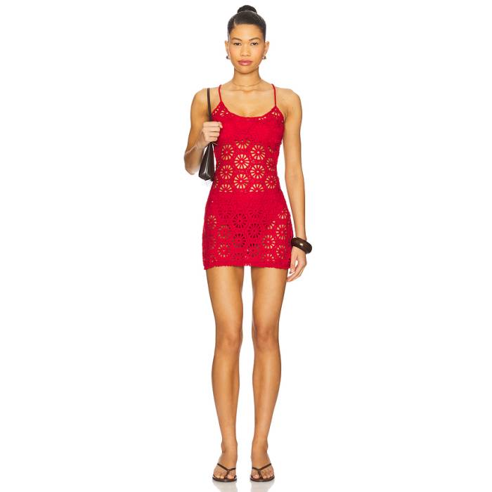 Lovers And Friends 【 Claire Mini Dress Women Deep Red 】 御召しもの レディース ディープ Red 赤・赤いこと