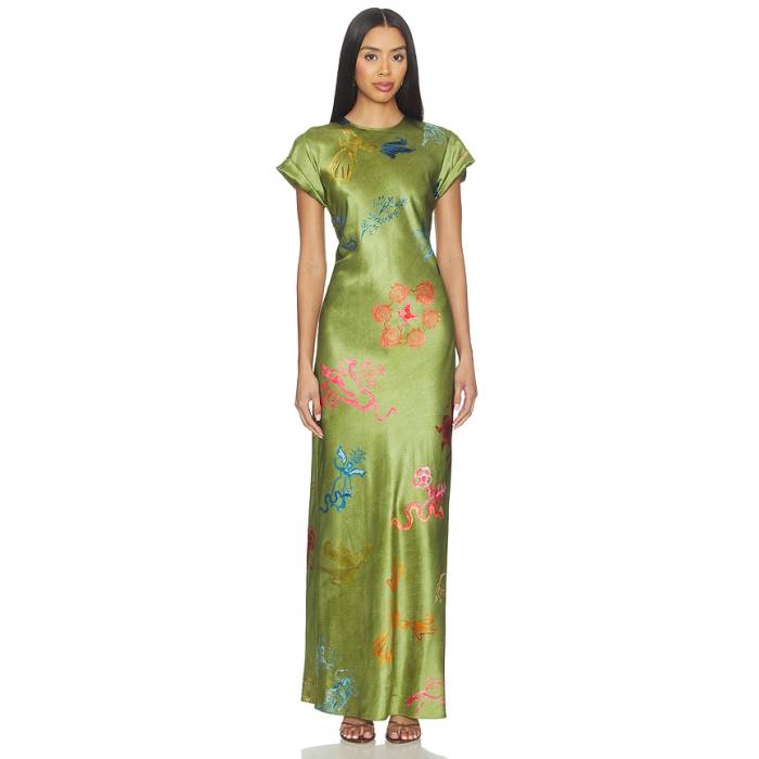 Alejandra Alonso Rojas 【 Nausheen Dress Women Green Print 】 御召しもの レディース green 緑・緑であること