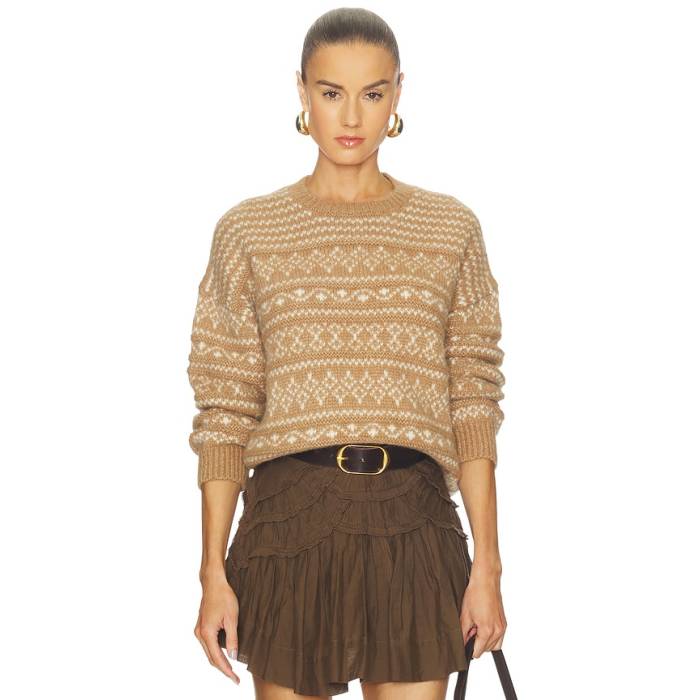 Naadam 【 Luxe Lofty Alpaca Fair Isle Crewneck Women Camel Combo 】 レディース camel 駱駝