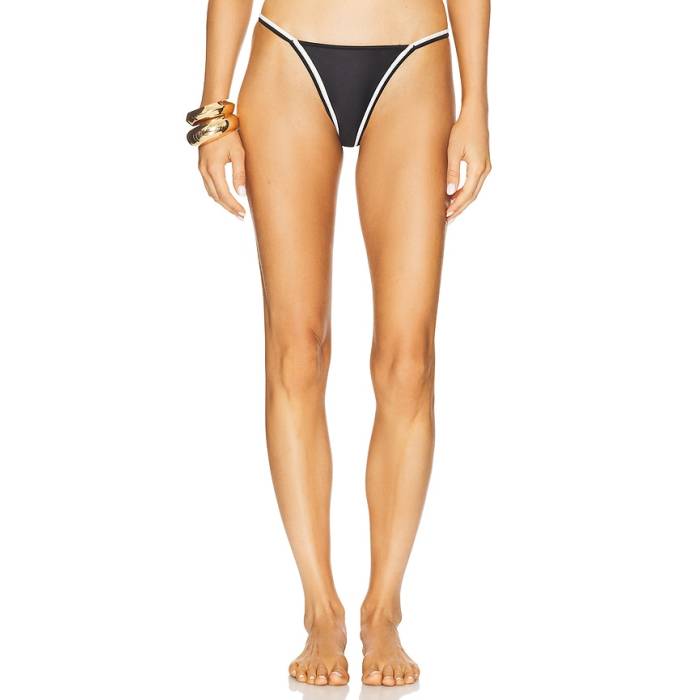 Pq 【 Strappy Teeny Bikini Bottom Women Black 】 ズボン ボトムス レディース 黒いこと 黒いこと