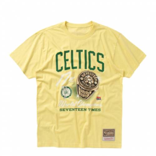 最前線の Tシャツ カットソー ミッチェルアンドネス カットソー Tシャツ トップス メンズファッション Tee Rings Pastel Ness Mitchell Yellow イエロー 黄色 Tシャツ リング セルティックス ボストン Ness Mitchell Firstbev Ng