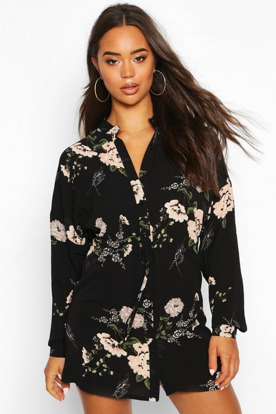 Sale 52 Off ファッションブランド ドレス ファッション Boohoo カジュアル 黒色 Black ワンピース レディース ブーフー ブラック Boohoo Floral Shirt Dress Black スニケス が大特価 ワンピース Saneamb Com Br