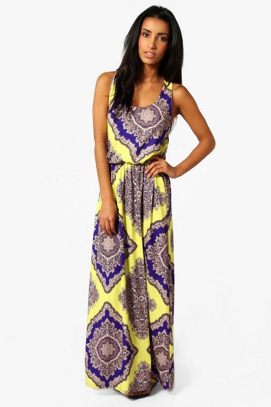 ファッションブランド ブーフー カジュアル Racer ファッション ブーフー ワンピース ドレス マキシドレス レディース Boohoo Neon Paisley Racer Back Multi スニケス