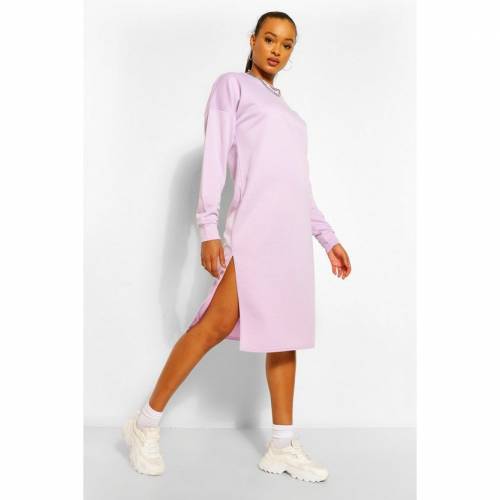 激安特価 ドレス トレーナー Basics Boohoo ブーフー ドレス ドレス レディースファッション Lilac Dress Sweater Midi Split Basics Boohoo Eastgategroup Ge