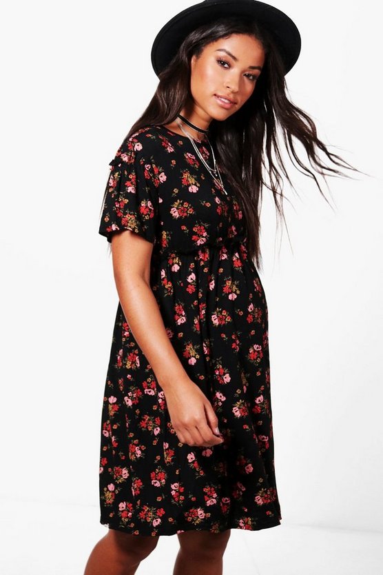 Basics ドレス 黒色 ブラック Boohoo ファッション マタニティウェア 授乳服 ブーフー カジュアル Boohoo ブーフー Basics レディース Maternity ファッションブランド Basics Floral Smock Dress Black スニケス