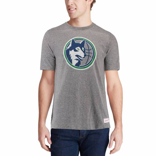 半袖 ファッション ミッチェルアンドネス Tshirt トップス スポーツブランド Ness カジュアル ティンバーウルブズ ミネソタ Gray Tシャツ トップス 灰色 Mitchell ロゴ グレー グレイ Gray Mitchell Ness Hardwood Classics Throwback Logo Triblend Tshirt