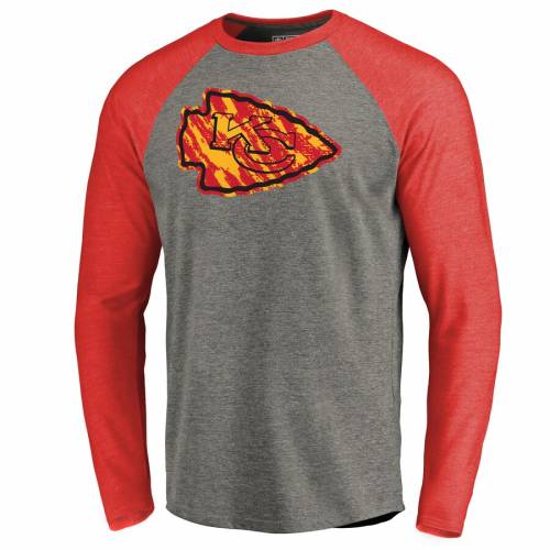 新規購入 ファナティクス Nfl Pro Line By Fanatics Branded プロ カンザス シティ チーフス コレクション ストリーク スリーブ ラグラン Tシャツ ヘザー 灰色 グレー グレイ カンザスシティ 長袖 Nfl Sleev 日本最大級 メンズファッション トップス Tシャツ