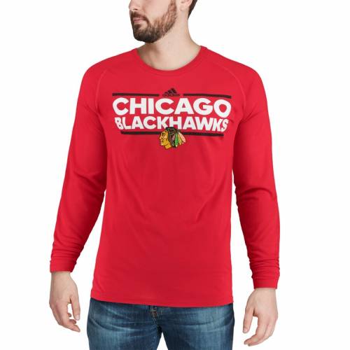 定番のお歳暮 冬ギフト Tシャツ カットソー Long Performance Climalite Dassler Blackhawks Chicago Adidas Red Raglan Sleeve レッド 赤 Tシャツ ラグラン スリーブ パフォーマンス シカゴ Adidas アディダス Tshirt Tシャ トップス メンズファッション Www