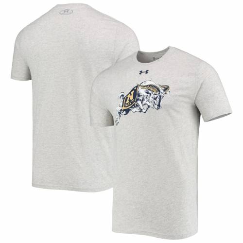 超特価激安 アンダーアーマー Under Armour 紺色 ネイビー ミッドシップメン ロゴ パフォーマンス Tシャツ ヘザー 灰色 グレー グレイ Heather Gray Under Armour School Mascot Logo Performance Cotton Tshirt メンズ 新発売の Ctcvnhcmc Vn