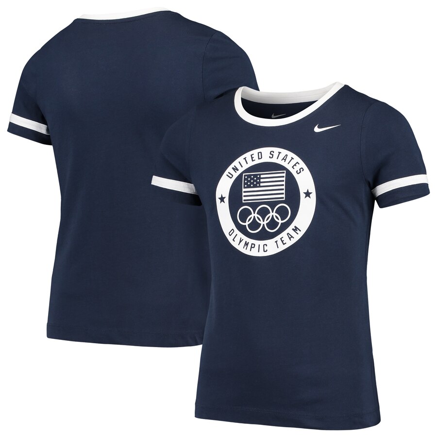 オープニング大放出セール ナイキ Nike チーム 子供用 Tシャツ 紺色 ネイビー Team Nike Usa Girls Youth Fan Ringer Tshirt Navy キッズ ベビー マタニティ トップス Tシャツ 全日本送料無料 Lexusoman Com