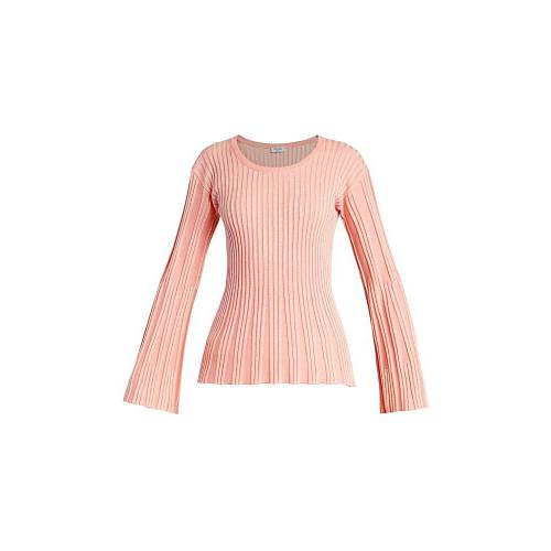 ケンゾー 編物 トレーナー ピンク レディース Pink Kenzo Lurex Ribbed Knit Bellsleeve Sweater Flamingo Espacoser Org Br