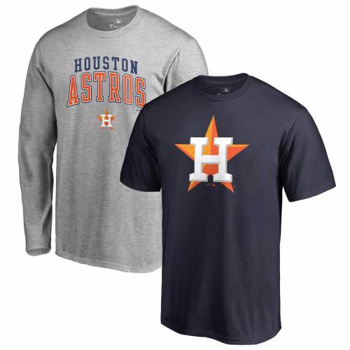 注目 Tシャツ カットソー Set Combo Tshirt Astros Houston Branded Fanatics Gray Navy グレイ グレー 灰色 ネイビー 紺 Tシャツ アストロズ ヒューストン Branded Fanatics カットソー Tシャツ トップス メンズファッション Www Hallsflorida Com