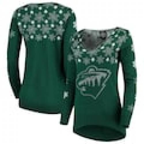 Vネック ニット Foco ミネソタ トップス 緑 レディース トレーナー ワイルド Sweater グリーン Womens Green Foco Snowflake Vneck Sweater レディースファッション トップス ニット セーター スニケスファッションブランド カジュアル ファッション