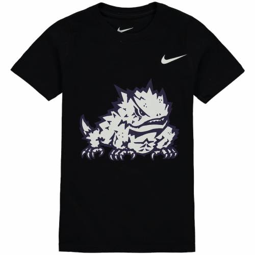 Tシャツ カットソー 素敵な ナイキ Nike テキサスクリスチャン 男の子 女の子 子供用 ロゴ Tシャツ 黒色 ブラック ホーンドフロッグス Nike Preschool Logo Tshirt Black キッズ ベビー マタニティ トップス Tシャツ