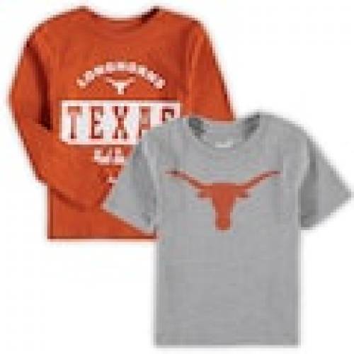 柔らかい ジュニュインスタッフ Genuine Stuff テキサス ロングホーンズ 男の子 女の子 子供用 Tシャツ 橙 オレンジ 灰色 グレー グレイ Orange Gray Genuine Stuff Preschool Goal Line Stand Tshirt Combo Set Heathered T 安い Lexusoman Com