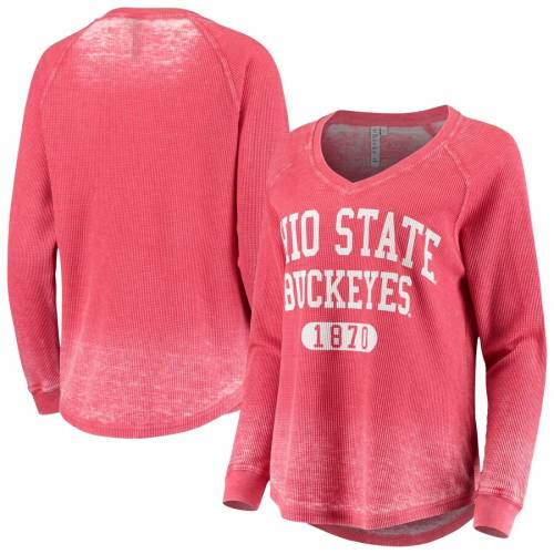 State Chicka D Slouchy Vneck Burnout ファッションブランド チカディー ファッション オハイオステイト スケートボード カジュアル 長袖 T Chickad バックアイズ Burnout Vneck ラグラン Women S スリーブ Raglan オハイオ レディース 長袖 Sleeve Vネック Scarlet