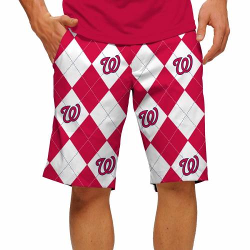 ラウドマウス ワシントン ナショナルズ ショーツ ハーフパンツ 赤 レッド 白色 ホワイト メンズ Red Loudmouth Argyle Poly Stretchtech Shorts White Ice Org Br