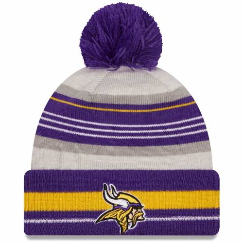 New Era ミネソタ バイキングス ニット 灰色 グレー グレイ 紫 パープル ニューエラ メンズ Gray Purple Cuffed Knit Hat With Pom Sgcc Bm