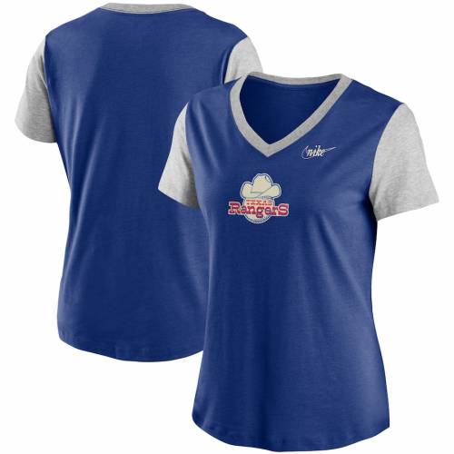 売れ筋がひクリスマスプレゼント Tシャツ カットソー 灰色 Tシャツ Vネック ミッド ロゴ コレクション クーパーズタウン レディース レンジャース テキサス Nike ナイキ グレー Triblen Logo Collection Cooperstown Nike Gray Women S レンジャーズ グレイ Dgb