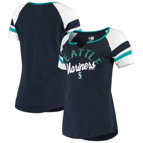 レビューで送料無料 楽天市場 ニューエラ New Era エラ シアトル マリナーズ レディース スリーブ Tシャツ 紺色 ネイビー ニューエラ Women S Sleeve Striped Vnotch Tshirt Navy レディースファッション トップス Tシャツ カ スニケス 絶対一番安い Advance