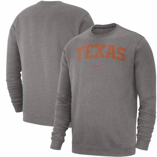 ナイキ テキサス ロングホーンズ クラブ フリース スウェットシャツ トレーナー ヘザー 灰色 グレー グレイ メンズ Heather Gray Nike Club Fleece Sweatshirt Liceochiloe Cl