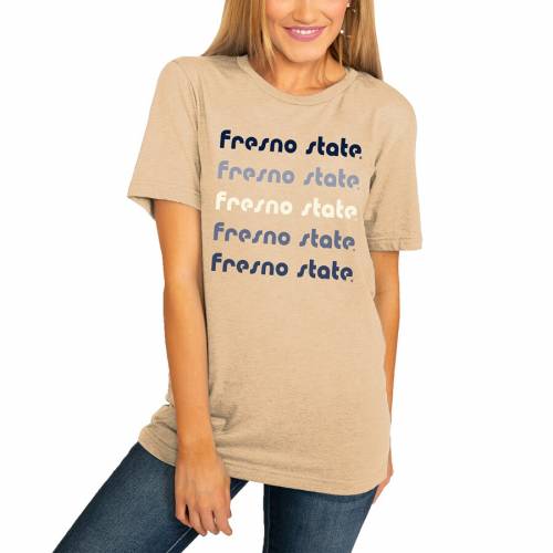 早割クーポン 楽天市場 ゲームデイカルチャー Gameday Couture スケートボード 立ブルドッグ レディース フリースタイル Tシャツ Women S State Gameday Couture Fresno Bulldogs Freestyle On Repeat Boyfriend Tshirt Tan レディース スニケス 高い品質