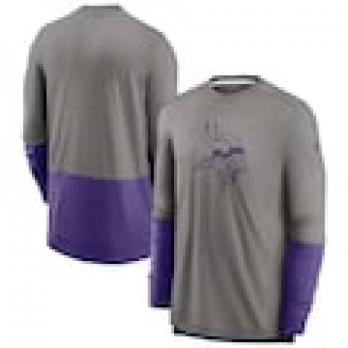 公式の店舗 Tシャツ カットソー パフォーマンス サイドライン バイキングス ミネソタ Nike ナイキ スリーブ メンズ Heathered Tshirt Performance Player Sideline Nike Purple Gray Sleeve 長袖 パープル 紫 グレイ グレー 灰色 Tシャツ Dgb Gov Bf