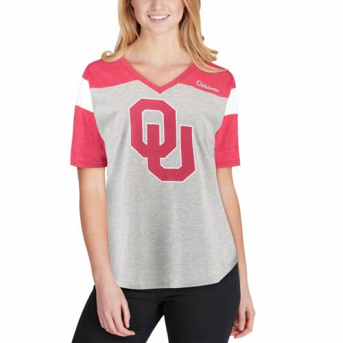 今季ブランド Tシャツ カットソー グレー 灰色 Tシャツ Vネック レディース スーナーズ オクラホマ Colosseum コロシアム グレイ Tシ トップス レディースファッション Heathered Tshirt Vneck Blocked Color Genoa Colosseum Gray Women S Www Lota Cl