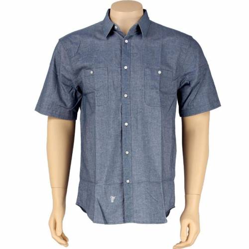 ハフ オックスフォード スリーブ 紺色 ネイビー 半袖 メンズ 【 HUF PINPOINT OXFORD SHORT SLEEVE SHIRT (NAVY) / NAVY 】 メンズファッション トップス カジュアルシャツ