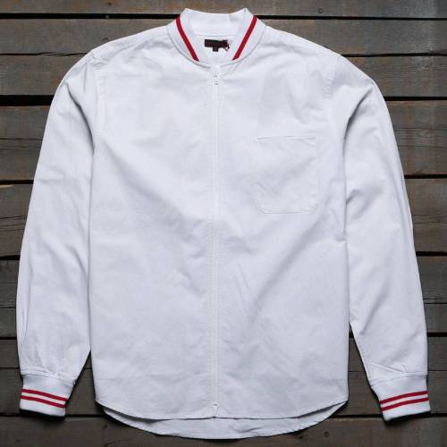 クロット 白色 ホワイト メンズ 【 CLOT MEN RIBBED ZIP UP SHIRT (WHITE) / WHITE 】 メンズファッション トップス カジュアルシャツ｜スニケス