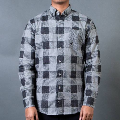 ステープル 灰色 グレー グレイ メンズ 【 STAPLE MEN CHECK FISHTAIL FLANNEL SHIRT (GRAY) / GRAY 】 メンズファッション トップス カジュアルシャツ
