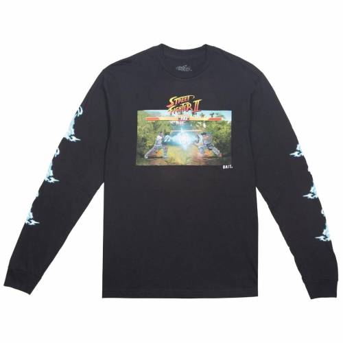 ベイト ストリート ファイター スリーブ Tシャツ 黒色 ブラック 長袖 メンズ 【 BAIT X STREET FIGHTER JBALVIN MEN HADOUKEN LONG SLEEVE TEE (BLACK) / BLACK 】 メンズファッション トップス カットソー