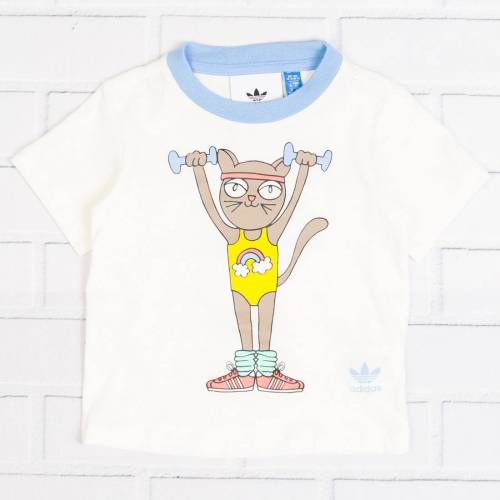 アディダス Tシャツ 白色 ホワイト 青色 ブルー ベビー 【 ADIDAS TODDLERS MINI RODINI TEE (WHITE / OFF WHITE BAHIA LIGHT BLUE) WHITE OFF WHITE BAHIA LIGHT BLUE 】 メンズファッション トップス カットソー