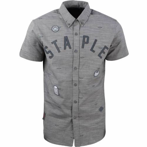 ステープル ウーブン 灰色 グレー グレイ メンズ 【 STAPLE MEN DEBRIS PATCH WOVEN SHIRT (GRAY) / GRAY 】 メンズファッション トップス カジュアルシャツ