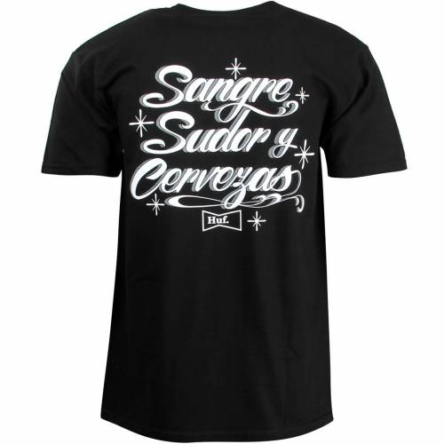 全国宅配無料 ハフ Huf ハフ Tシャツ 黒色 ブラック Huf Men Sangre Sudor Y Cervezas Tee Black メンズファッション トップス Tシャツ カットソー スニケス 特売 Jagarantripura Com