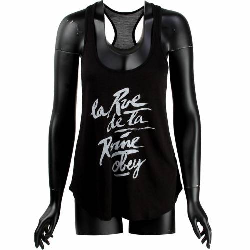 オベイ ロサンゼルス タンクトップ Tシャツ 黒色 ブラック レディース 【 OBEY WOMEN RUE DE LA RUINE TANK TOP TEE (BLACK) / BLACK 】 レディースファッション トップス