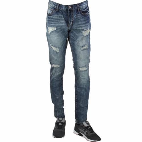 デニム ジーンズ 青色 ブルー テーパードジーンズ メンズ 【 EMBELLISH NYC MEN INGRID RIPPED DENIM JEANS (BLUE / MEDIUM) BLUE MEDIUM 】 メンズファッション ズボン パンツ