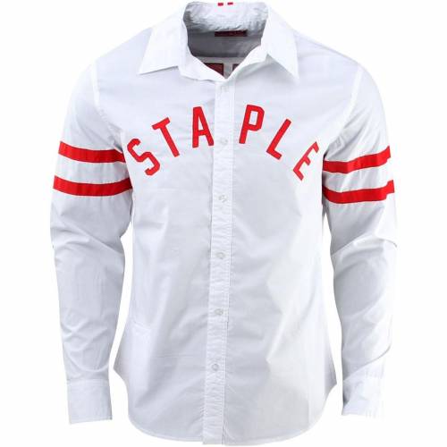 ステープル スリーブ ウーブン 白色 ホワイト 長袖 メンズ 【 STAPLE PARALLEL LONG SLEEVE WOVEN SHIRT (WHITE) / WHITE 】 メンズファッション トップス カジュアルシャツ