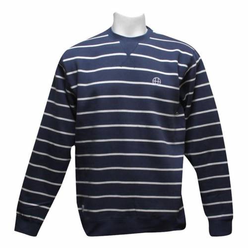 【★百貨店SALE★6/11夜夜中2時迄】ハフ 労働者の一団 紺色 米国海軍 メンズ 【 HUF PINSTRIPE CREW (NAVY) / NAVY 】 メンズ流行り物 トップス 流汗 調教師