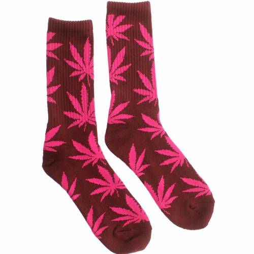 ハフ プラントライフ クルー 靴下 ワイン色 バーガンディー ピンク メンズ Huf Pink Plantlife Crew Socks Burgundy Wine 1s Escuelapac Cl